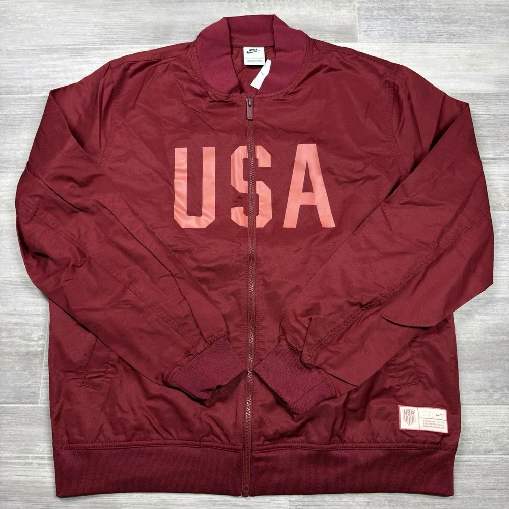 Nike USA Soccer Red Woven Bomber Jacket Futbol Men's‎ Size Large FJ7447-677 NWT